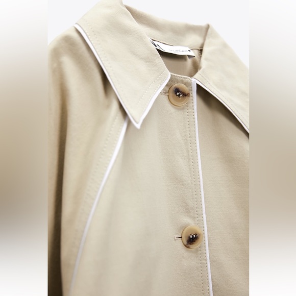 Zara OVERSIZED CONTRAST COAT. Beige. Sizes XS, S. New with Tags. - Picture 9 of 11